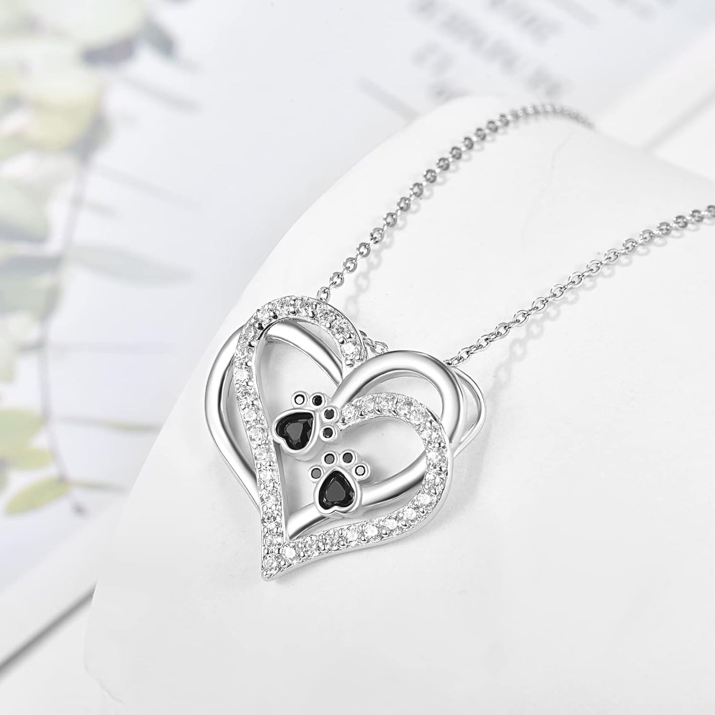 Dahlia Paw Print Heart Necklace 0