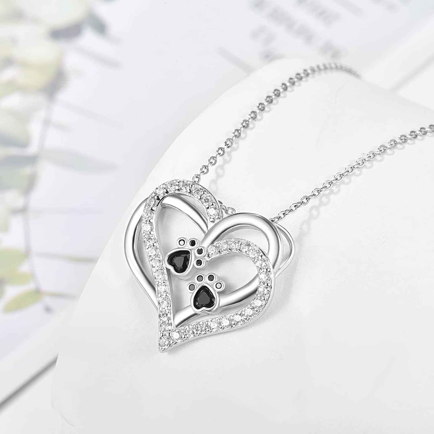 Dahlia Paw Print Heart Necklace 0