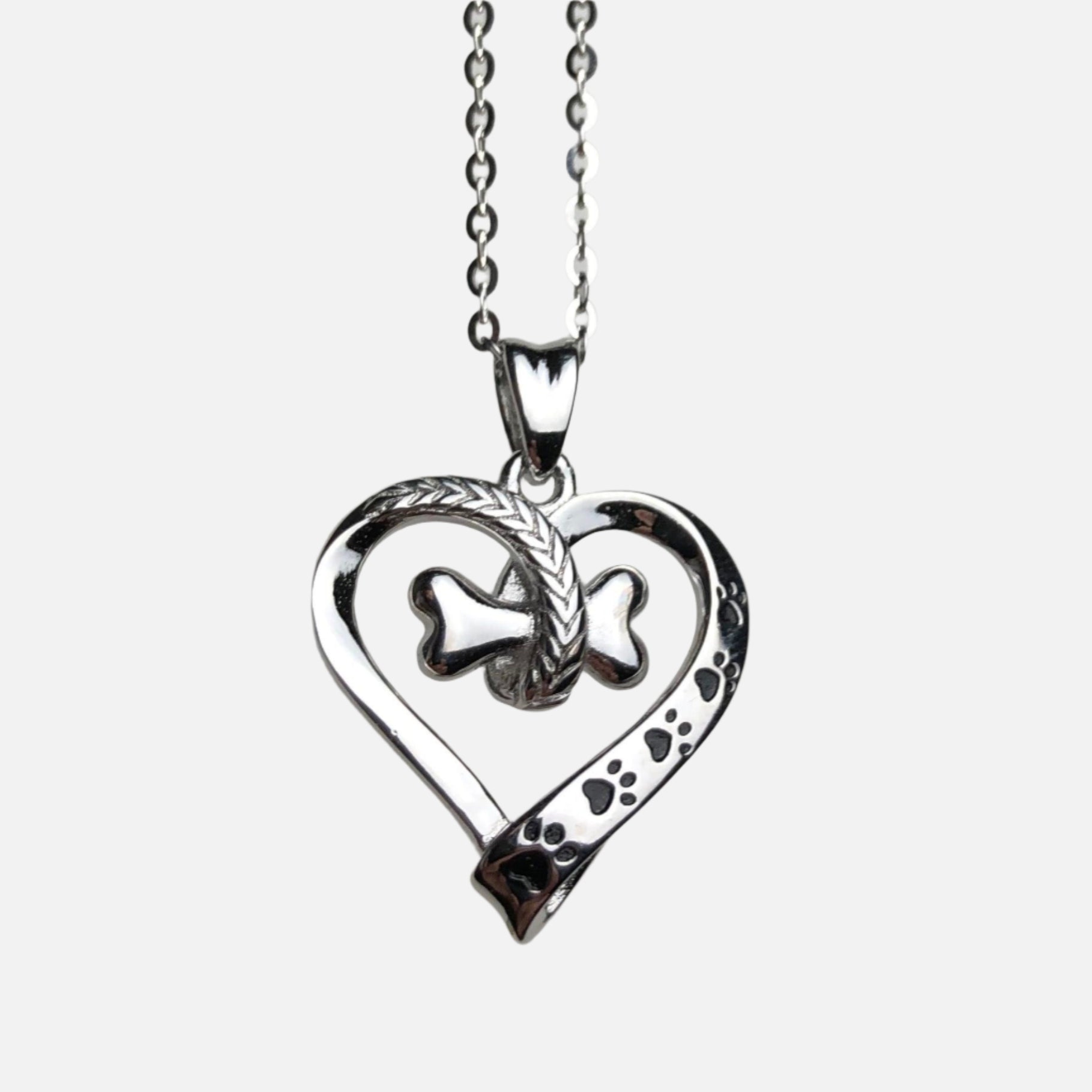 Dahlia Paw Print Heart Necklace 1