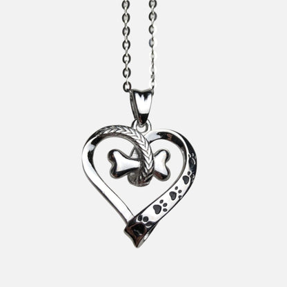 Dahlia Paw Print Heart Necklace 1