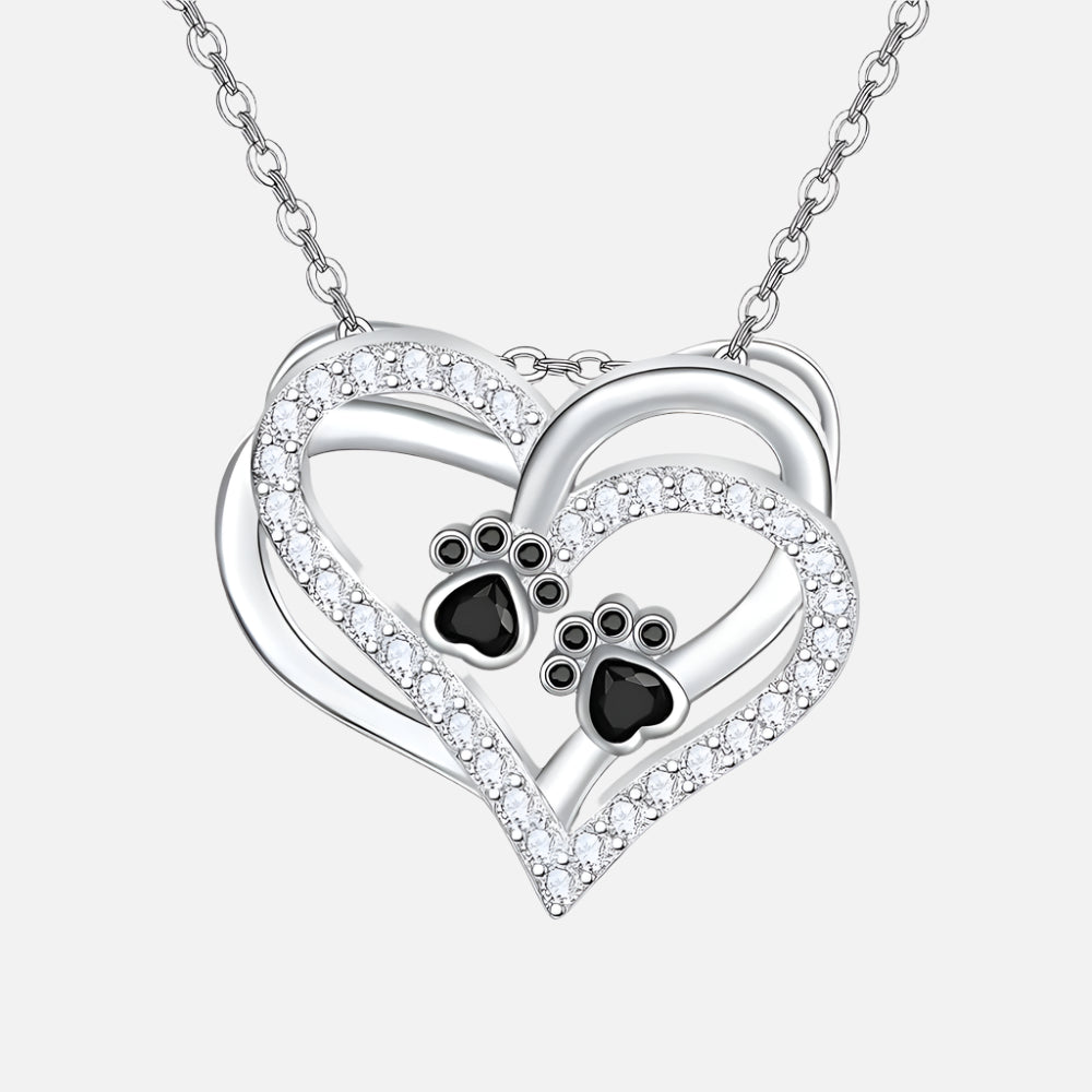 Dahlia Paw Print Heart Necklace 1