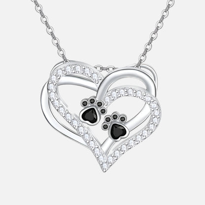 Dahlia Paw Print Heart Necklace 1