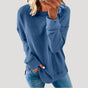 Women's oversized long sleeve crew neck sweater with a longer back hem