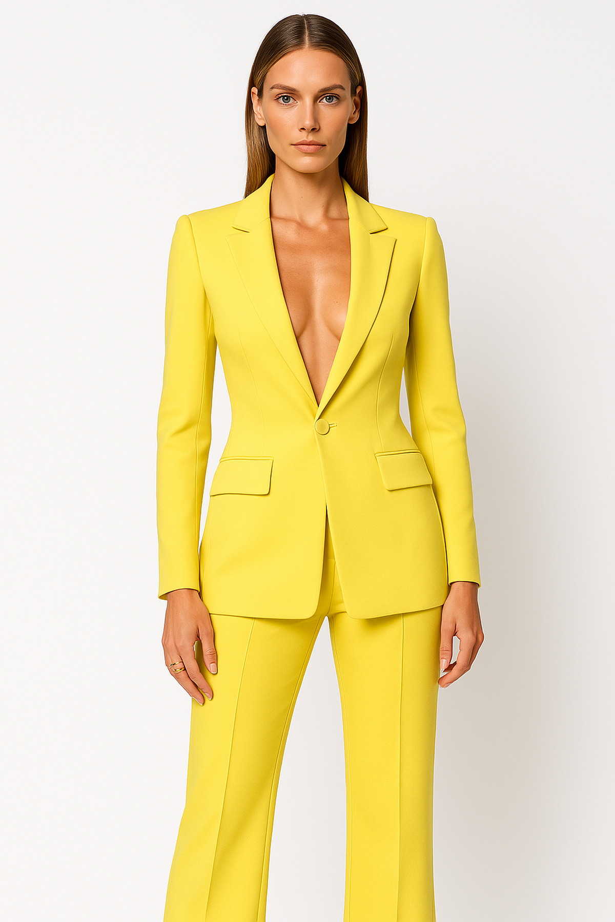 Women's tailored blazer and wide-leg trousers suit set