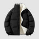 Women's hooded quilted puffer jacket with contrasting fleece-like lining and zip front