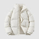 Women's hooded quilted puffer jacket with contrasting fleece-like lining and zip front