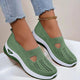 Women's knit slip-on sneakers with rounded toe and contrasting sole