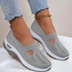 Women's knit slip-on sneakers with rounded toe and contrasting sole