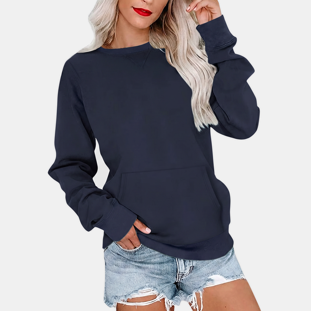 Women's oversized crew neck sweatshirt with kangaroo pocket