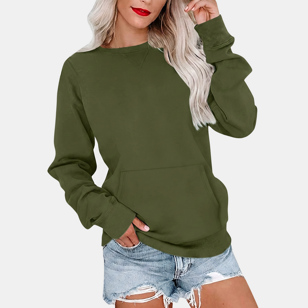 Women's oversized crew neck sweatshirt with kangaroo pocket