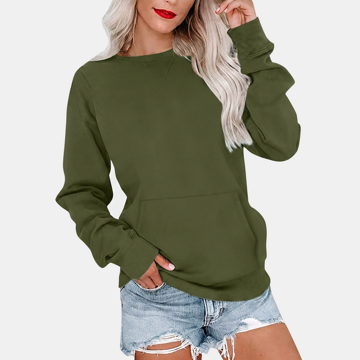 Women's oversized crew neck sweatshirt with kangaroo pocket