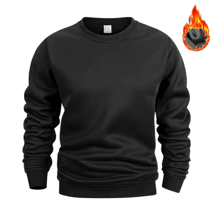 Men's plain crew neck sweatshirt with long sleeves and ribbed trims