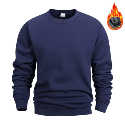 Men's plain crew neck sweatshirt with long sleeves and ribbed trims