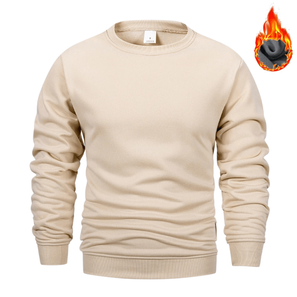 Men's plain crew neck sweatshirt with long sleeves and ribbed trims