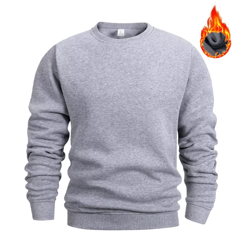 Men's plain crew neck sweatshirt with long sleeves and ribbed trims
