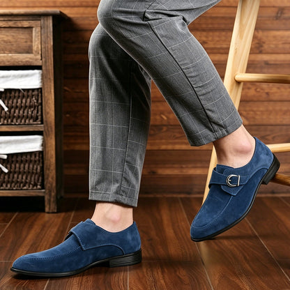 Men's monk strap loafers with buckle fastening and almond toes