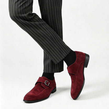 Men's monk strap loafers with buckle fastening and almond toes