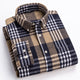 Men's plaid button-down shirt with long sleeves and chest pocket