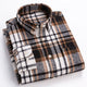 Men's plaid button-down shirt with long sleeves and chest pocket