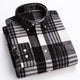 Men's plaid button-down shirt with long sleeves and chest pocket