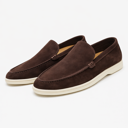 Moc-toe slip-on loafers with light soles