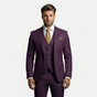Men's three-piece slim fit suit with notched lapels, buttoned waistcoat and matching trousers