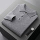 Men's knit polo sweater with collar and button placket