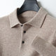 Men's knit polo sweater with collar and button placket