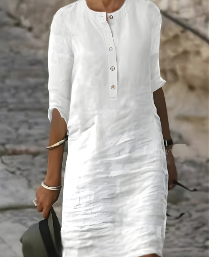 Elara Button Casual Dress 0