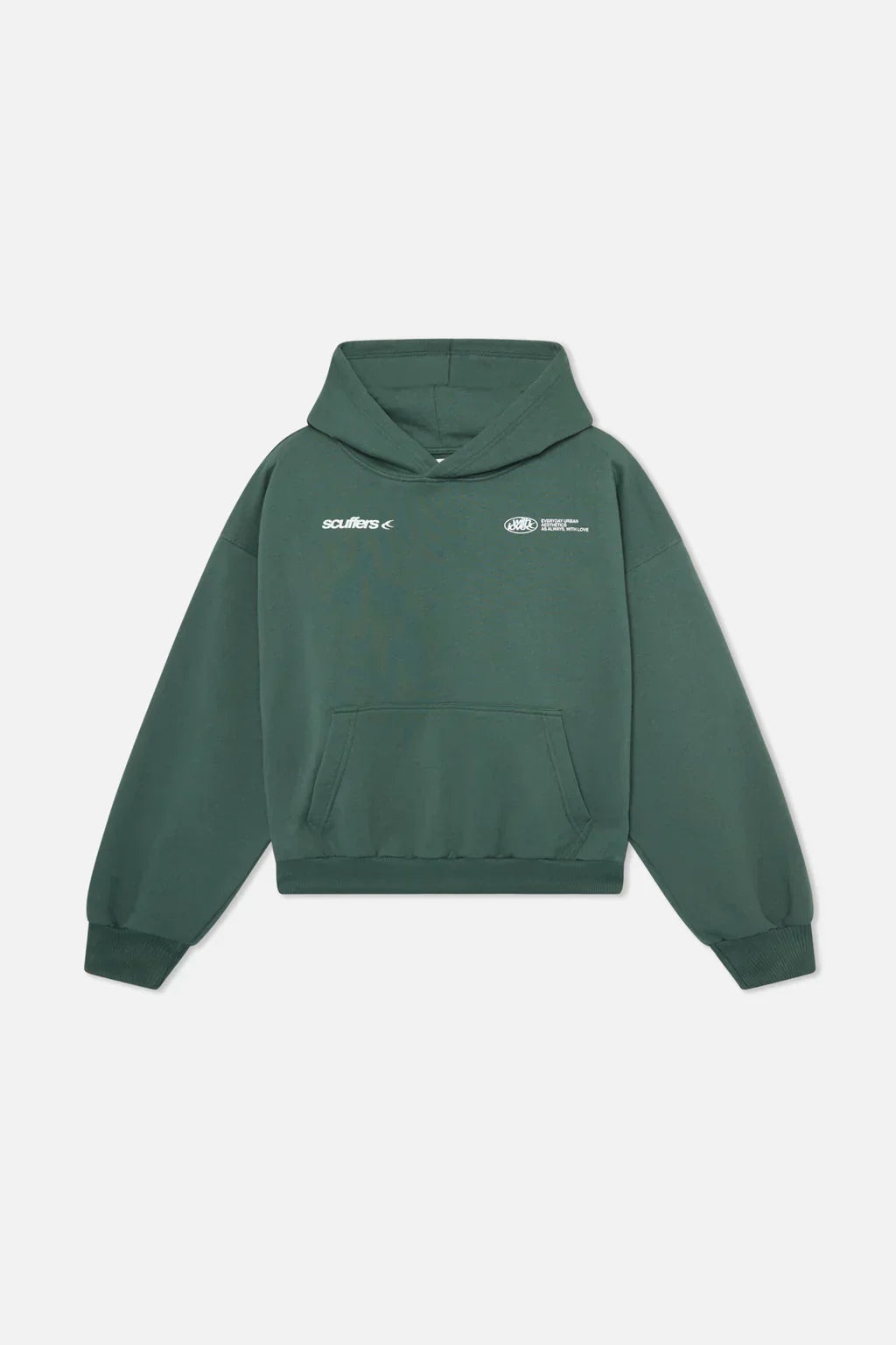 Unisex pullover hoodie with large back text graphic