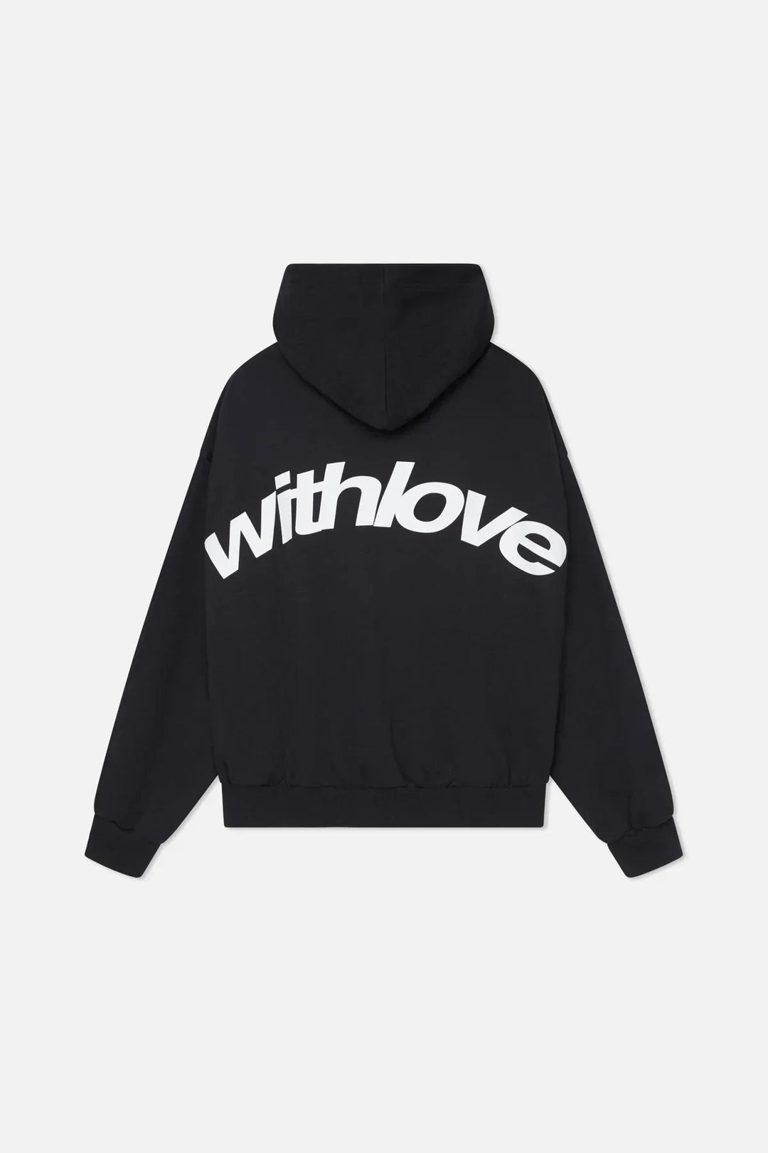 Unisex pullover hoodie with large back text graphic