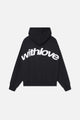 Unisex pullover hoodie with large back text graphic
