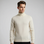 Men's plain knit turtleneck sweater with long sleeves