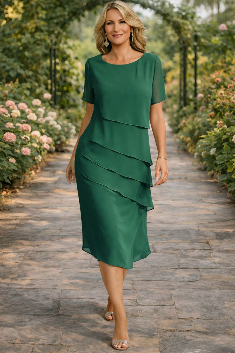 Elena Layered Chiffon Midi Dress 2