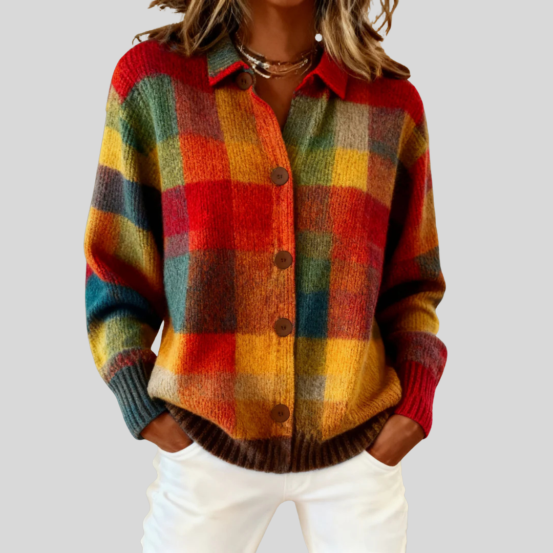 Elena Vintage Plaid Cardigan 0