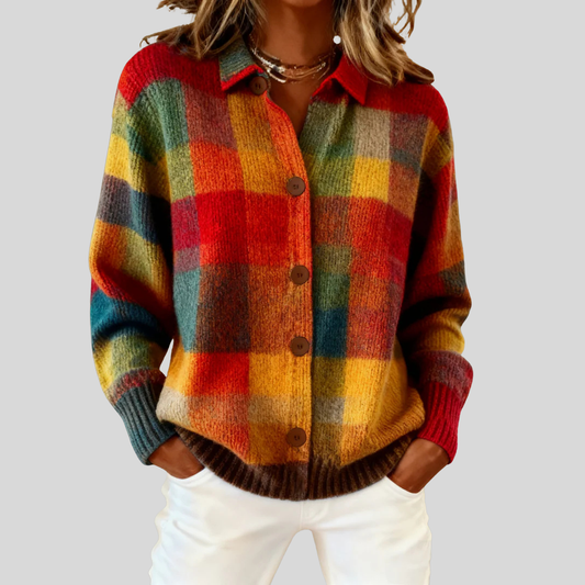 Elena Vintage Plaid Cardigan 0
