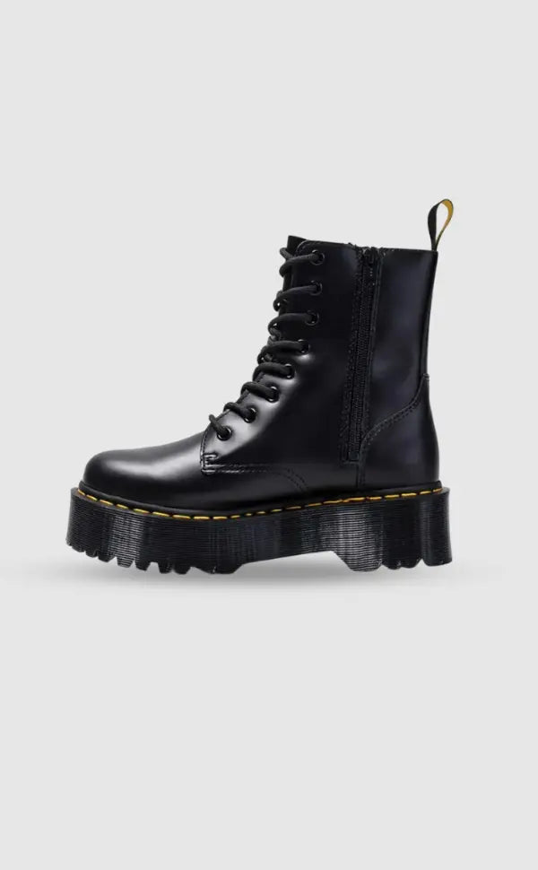 Women's black lace-up combat boots with platform sole
