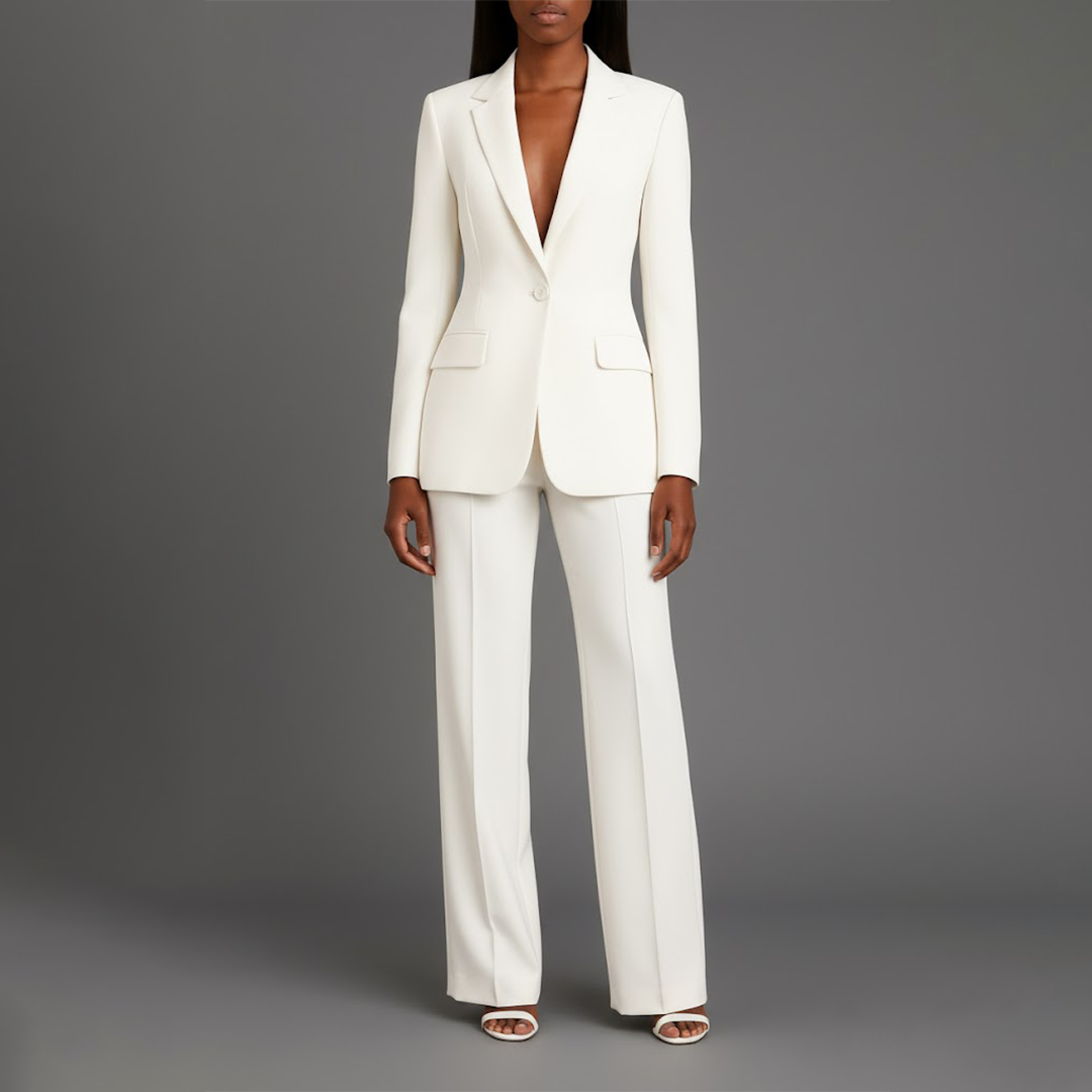 Women's tailored blazer and wide-leg trouser suit set
