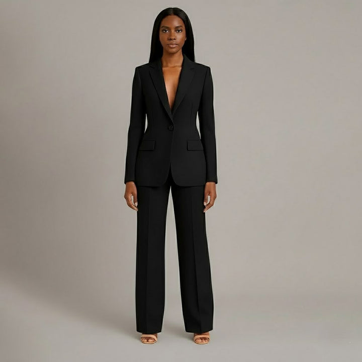 Women's tailored blazer and wide-leg trouser suit set