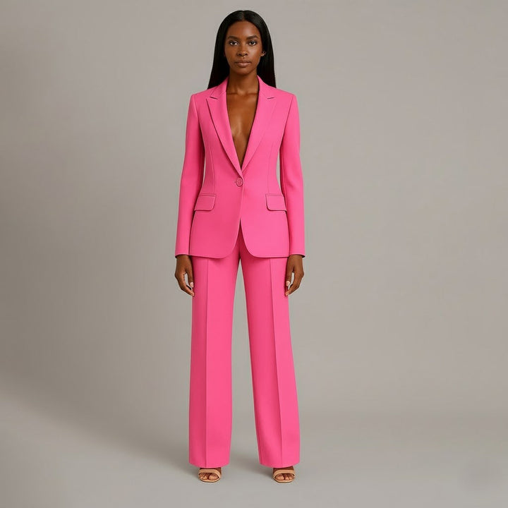 Women's tailored blazer and wide-leg trouser suit set