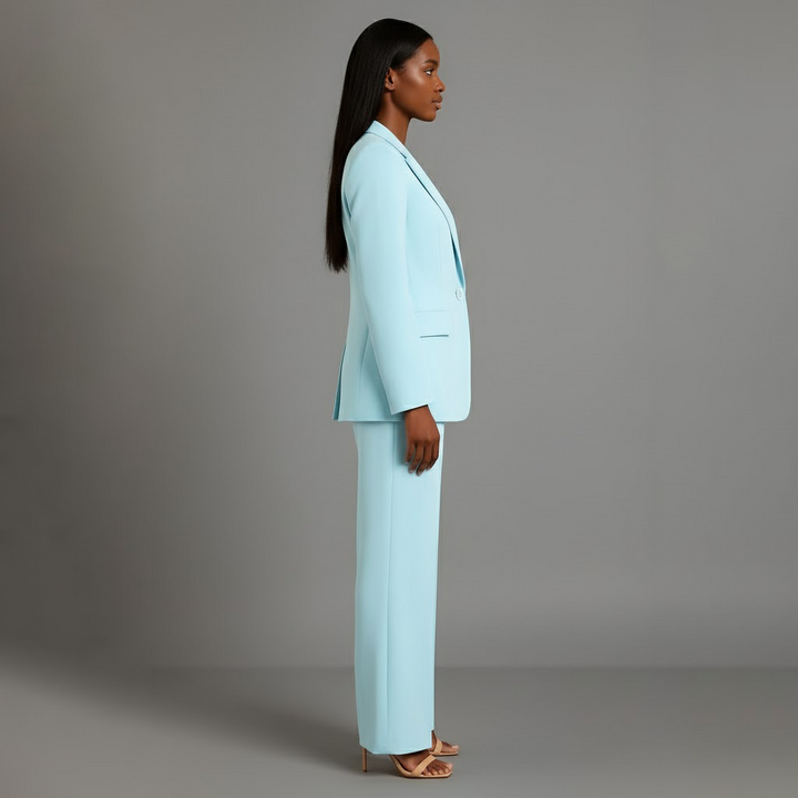Women's tailored blazer and wide-leg trouser suit set