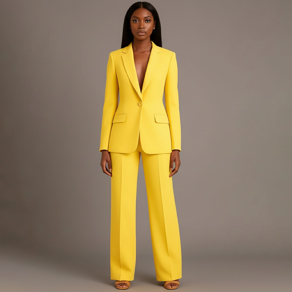 Women's tailored blazer and wide-leg trouser suit set