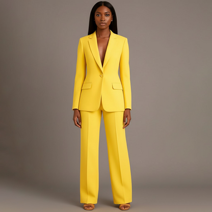 Women's tailored blazer and wide-leg trouser suit set