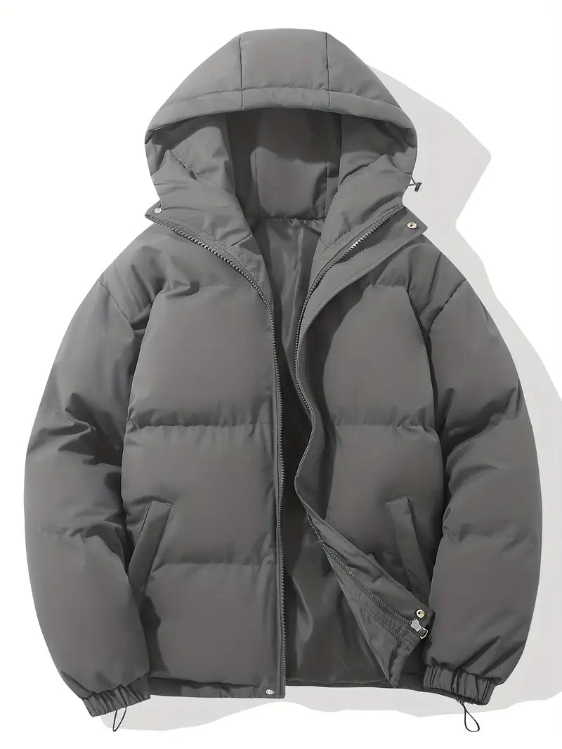 Women's hooded quilted winter jacket with zip front and adjustable hem