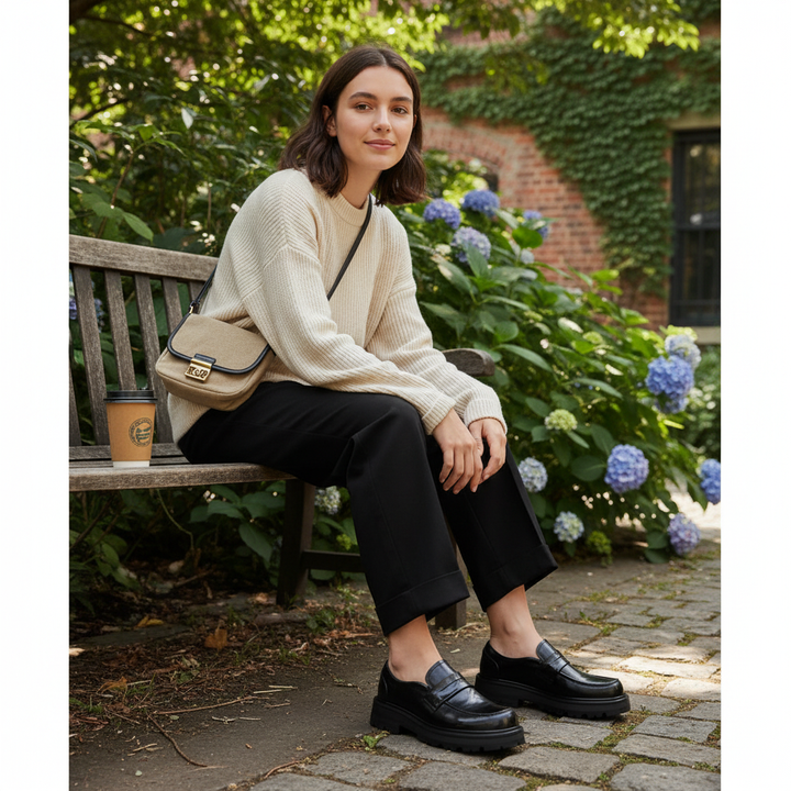 Unisex chunky sole loafers with penny strap and lugged outsole