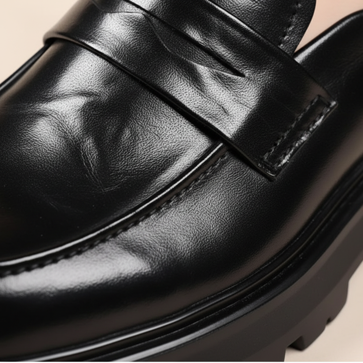 Unisex chunky sole loafers with penny strap and lugged outsole