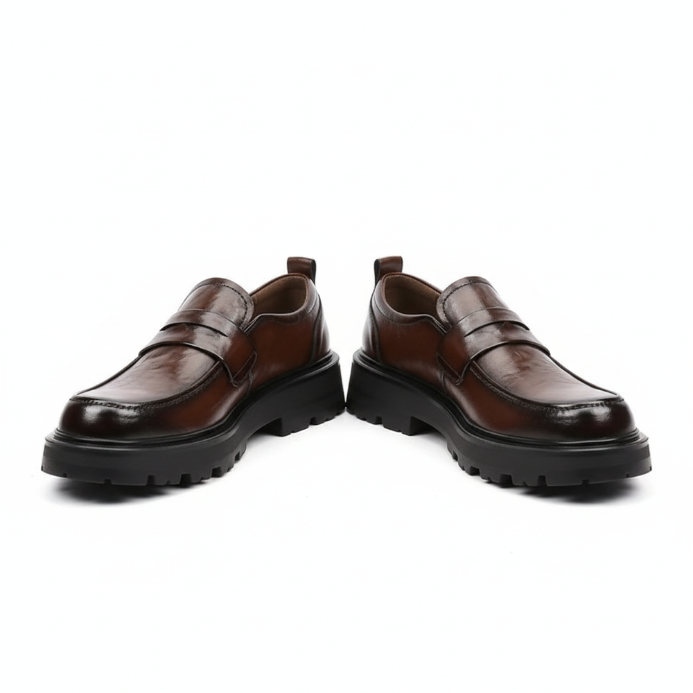 Unisex chunky sole loafers with penny strap and lugged outsole