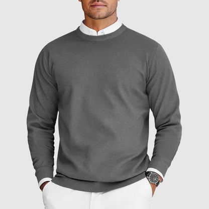 Men's crew neck sweater with long sleeves and ribbed trims