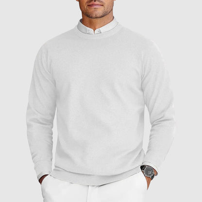 Men's crew neck sweater with long sleeves and ribbed trims