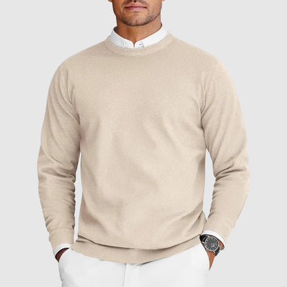Men's crew neck sweater with long sleeves and ribbed trims